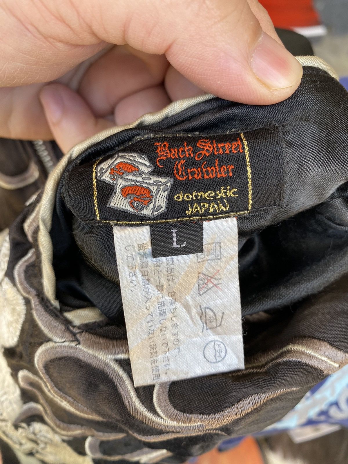 Japanese Brand Vtg Skull and Fire Flame embroidered Reversible Back Street Size US L / EU 52-54 / 3 - 24 Thumbnail