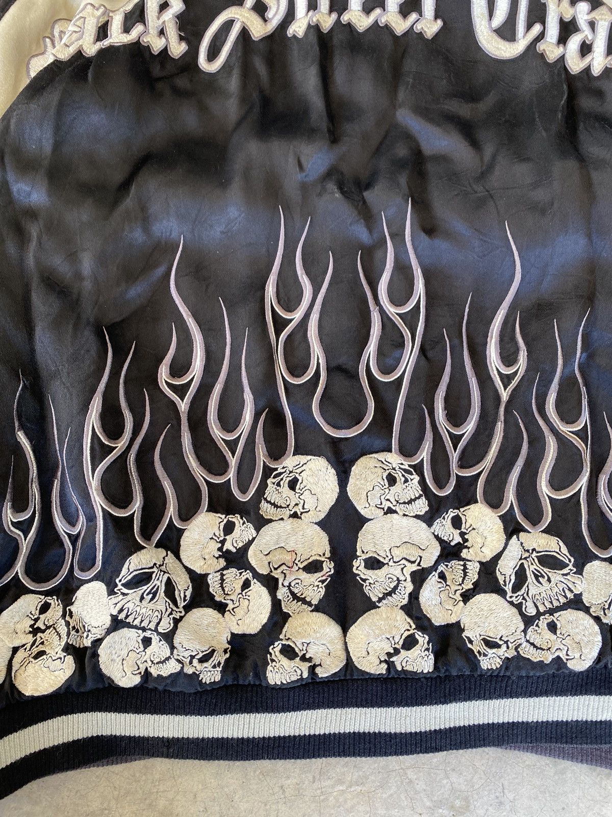 Japanese Brand Vtg Skull and Fire Flame embroidered Reversible Back Street Size US L / EU 52-54 / 3 - 10 Thumbnail