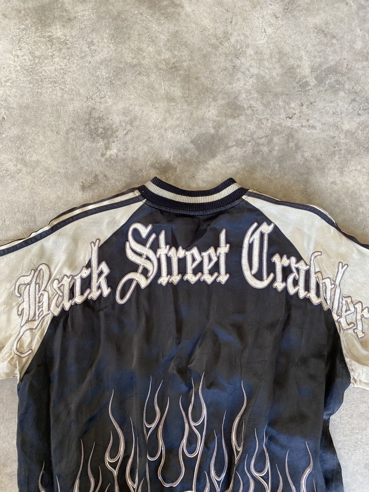 Japanese Brand Vtg Skull and Fire Flame embroidered Reversible Back Street Size US L / EU 52-54 / 3 - 12 Thumbnail