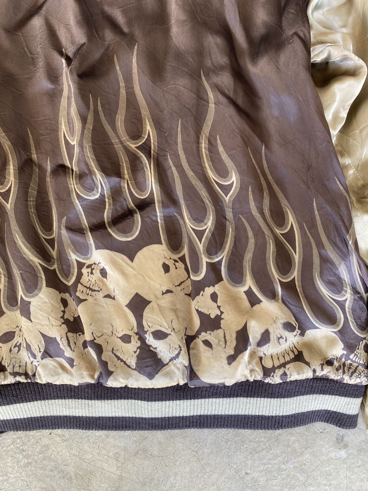 Japanese Brand Vtg Skull and Fire Flame embroidered Reversible Back Street Size US L / EU 52-54 / 3 - 18 Thumbnail