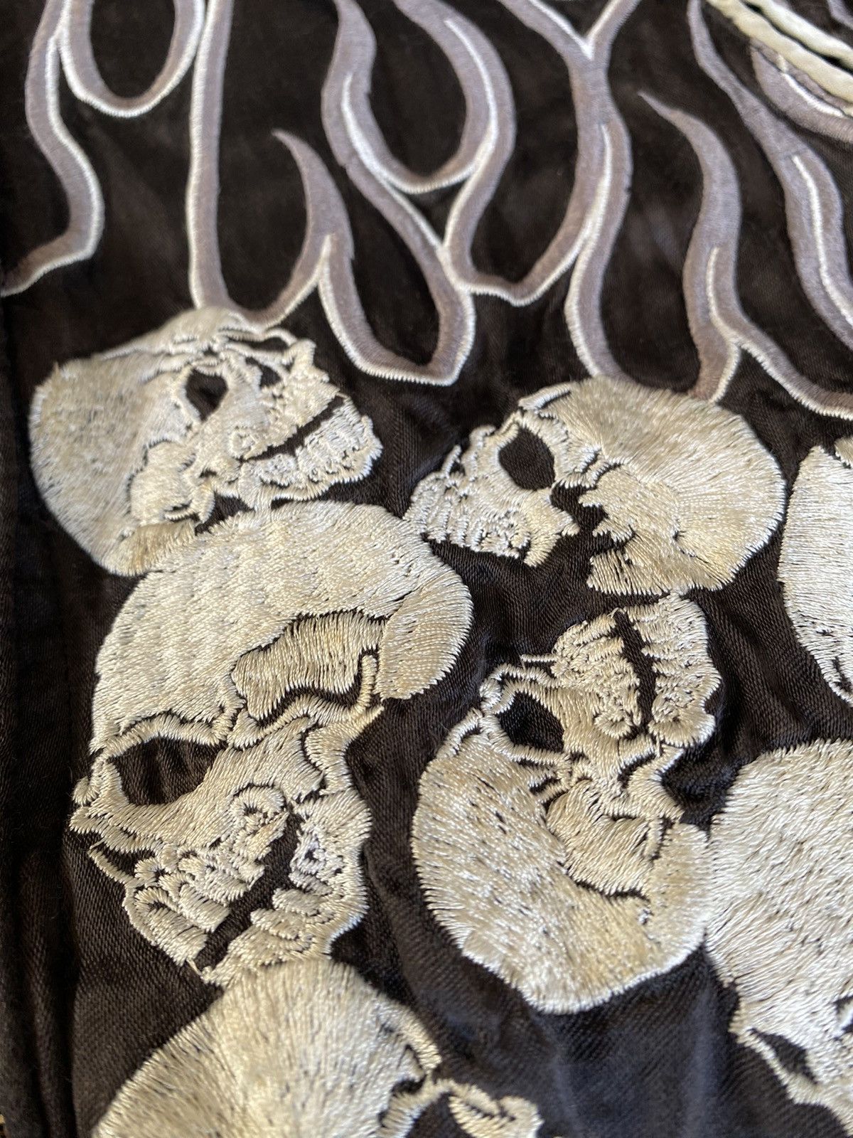 Japanese Brand Vtg Skull and Fire Flame embroidered Reversible Back Street Size US L / EU 52-54 / 3 - 6 Thumbnail