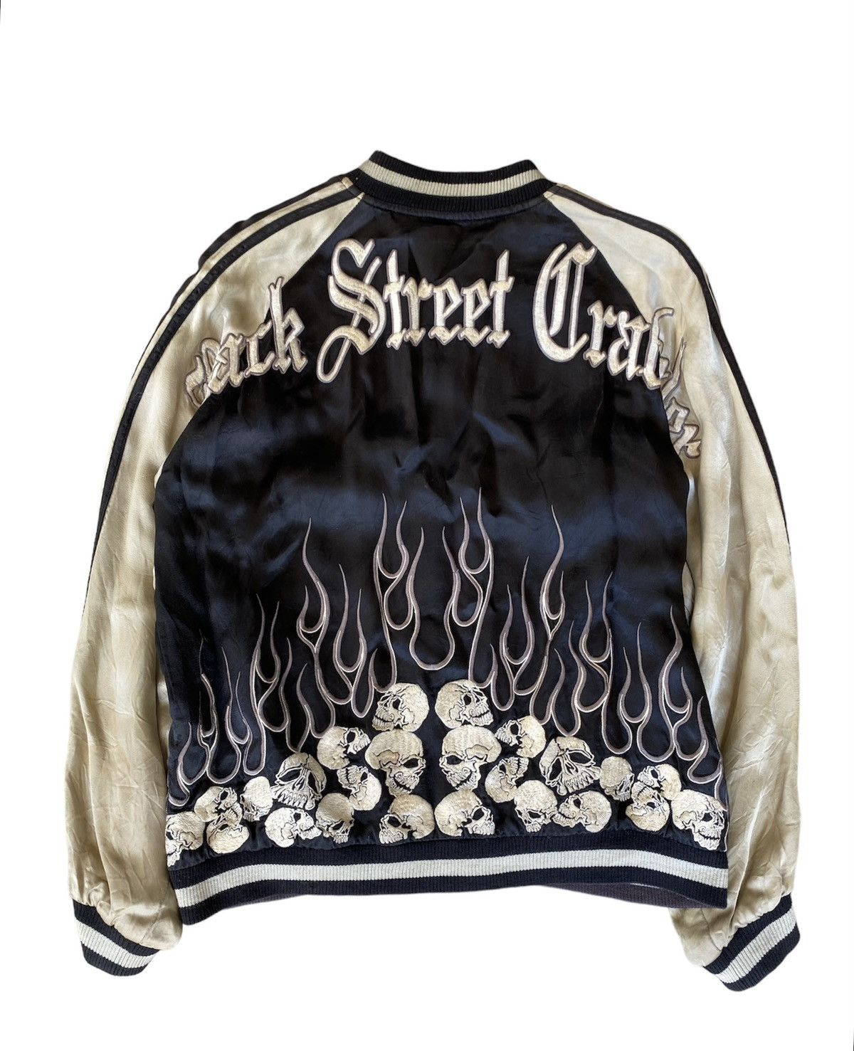 Japanese Brand Vtg Skull and Fire Flame embroidered Reversible Back Street Size US L / EU 52-54 / 3 - 2 Thumbnail