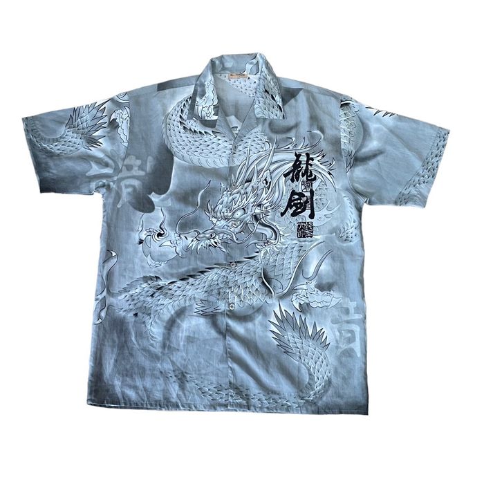 Vintage Chinese Dragon Vintage Big Shirt Silver | Grailed