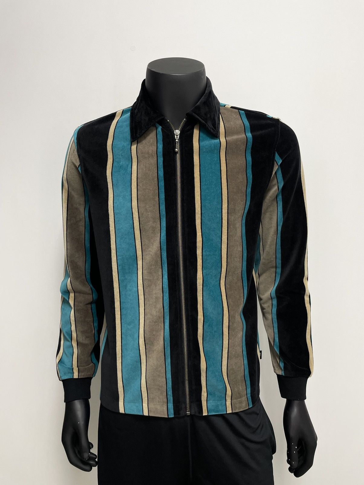 Stussy Stussy Roland Striped Velours Full Zip Shirt Size US S / EU 44-46 / 1 - 1 Thumbnail