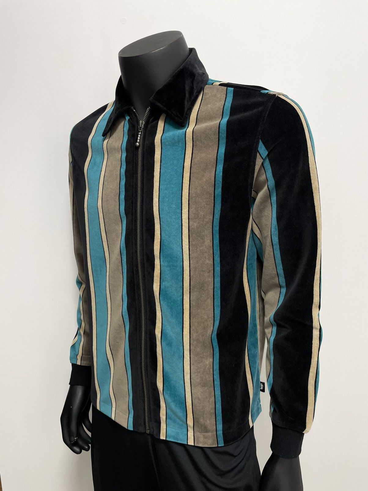 Stussy Stussy Roland Striped Velours Full Zip Shirt Size US S / EU 44-46 / 1 - 2 Thumbnail