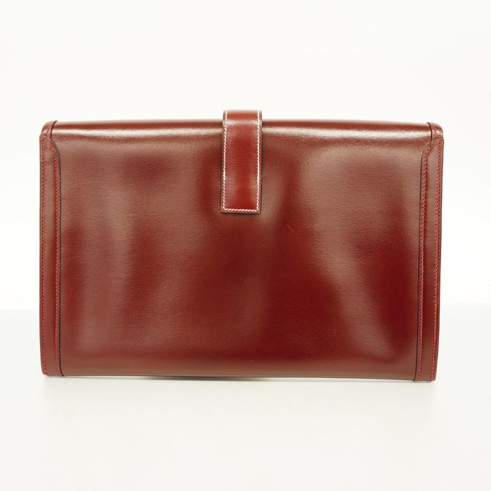 Hermes Jige Jije Pm Women's Box Calf Leather Clutch Bag Red Color