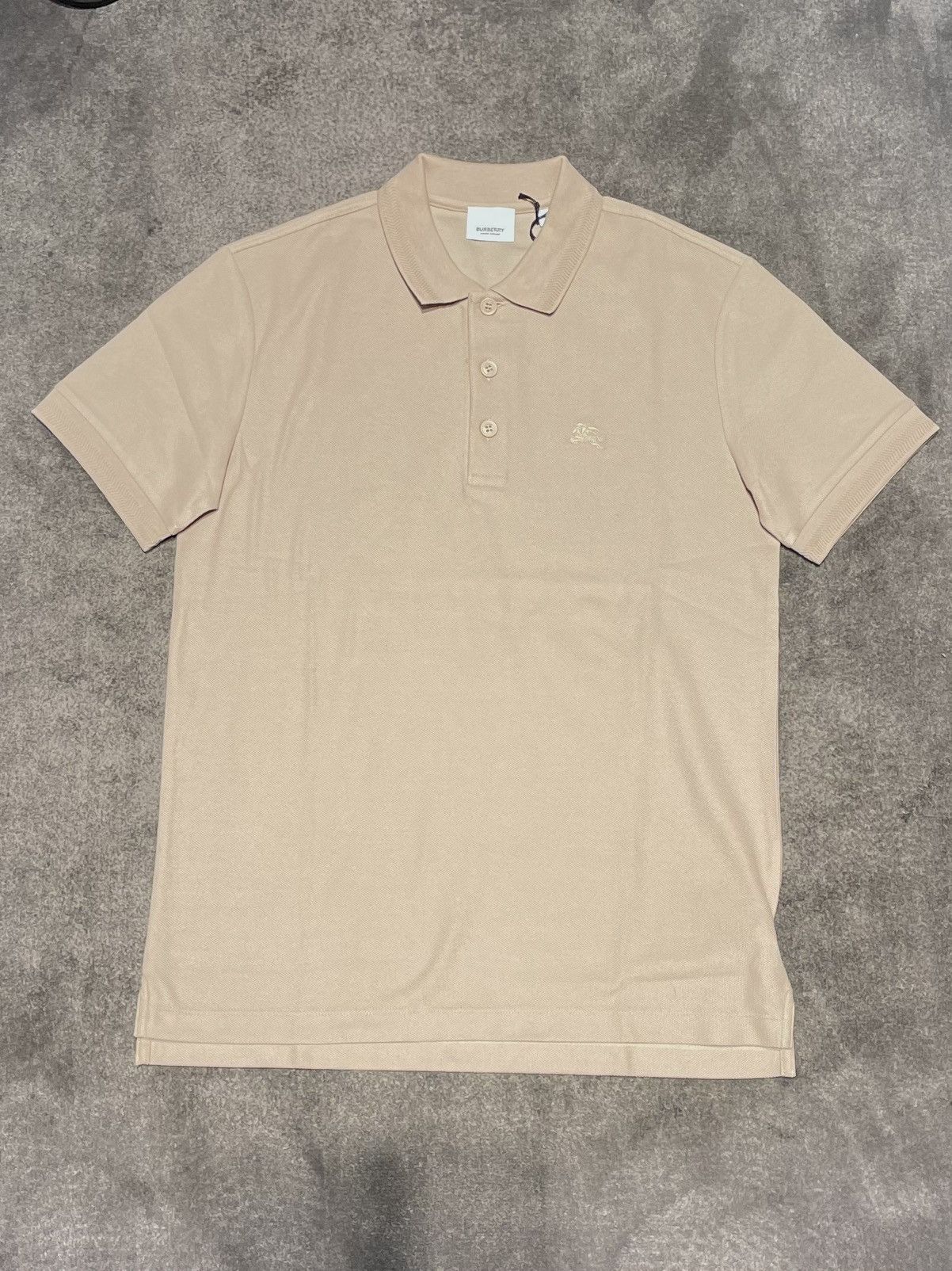 image of Burberry Classic Chest Logo Knitted Polo Shirt in Beige, Men's (Size XS)