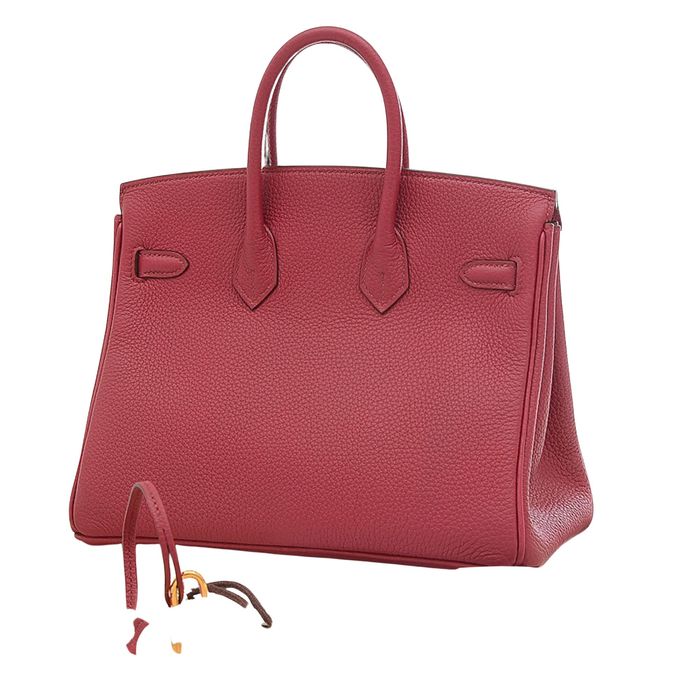 Authenticated Hermes Clemence HAC Birkin 40 Red Calf Leather