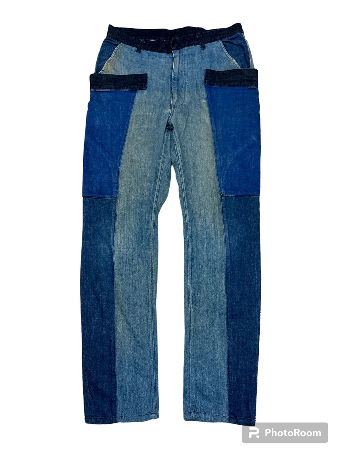 image of Issey Miyake Vintage Tsumori Chisato Mix Layer Pants in Mixed Blue, Men's (Size 33)