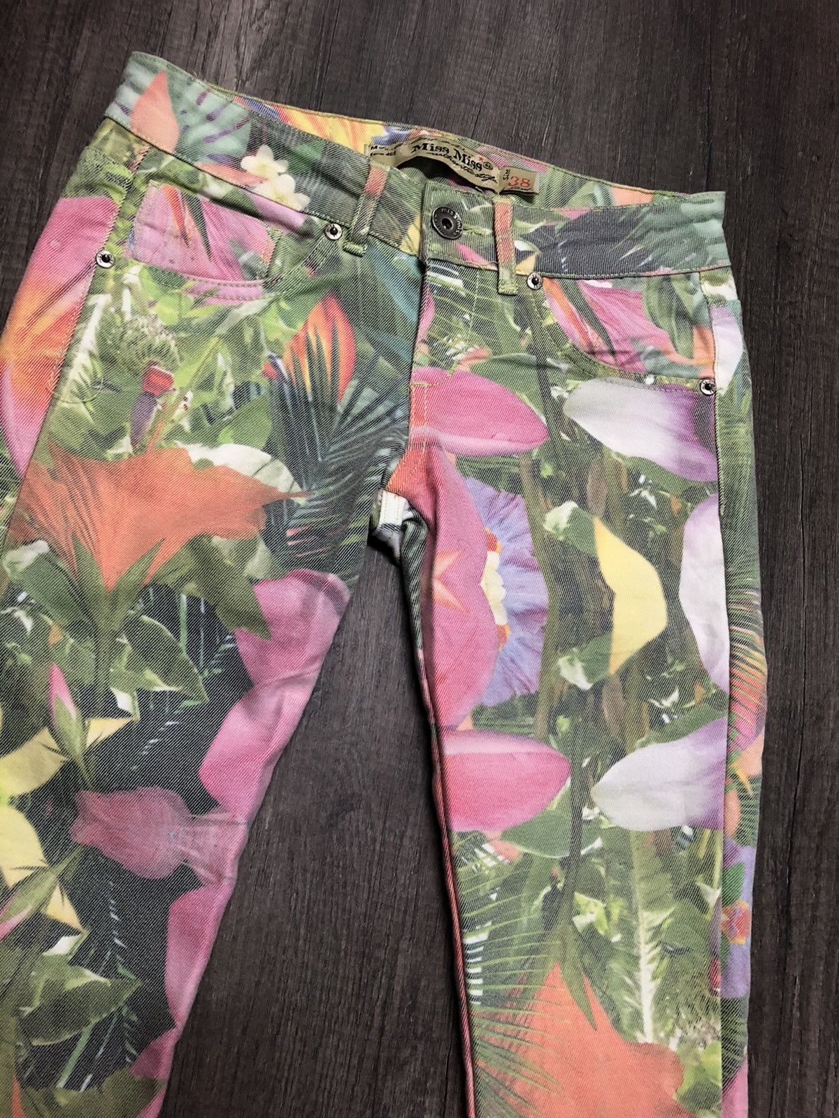 Vintage Miss Miss Denim Jeans Fullprint Flower Size 28" / US 6 / IT 42 - 3 Thumbnail