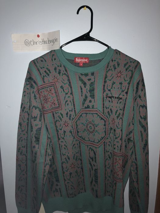 Supreme Teal Tapestry Sweater | Grailed