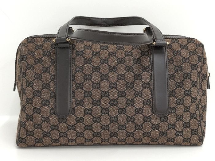 Gucci GG Canvas Boston Handbag Shoulder Bag Canvas Brown