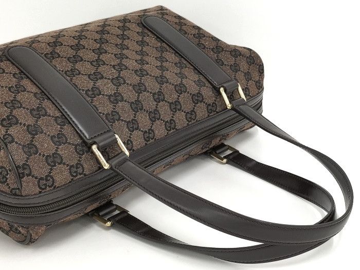 Gucci GG Canvas Boston Handbag Shoulder Bag Canvas Brown