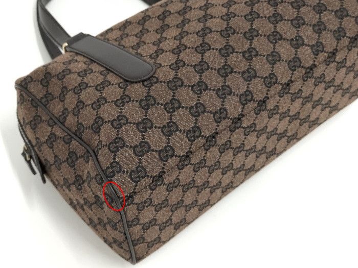 Gucci GG Canvas Boston Handbag Shoulder Bag Canvas Brown