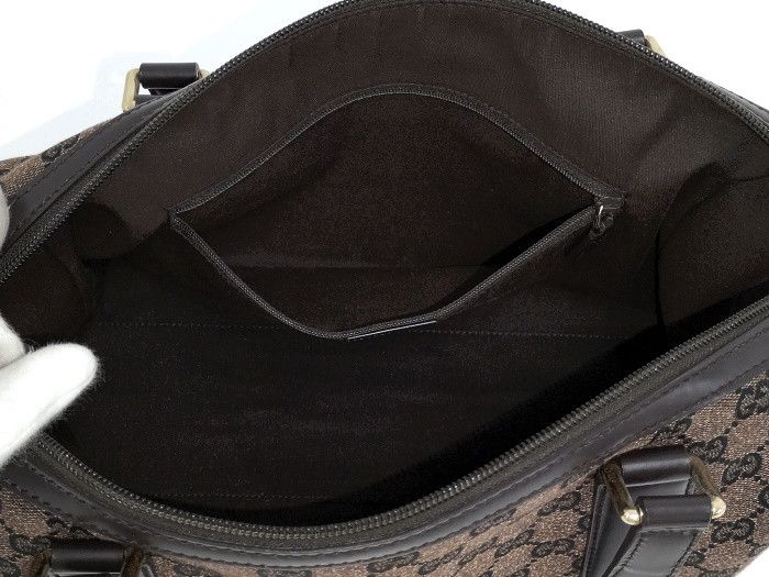 Gucci GG Canvas Boston Handbag Shoulder Bag Canvas Brown
