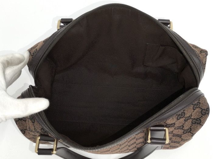 Gucci GG Canvas Boston Handbag Shoulder Bag Canvas Brown