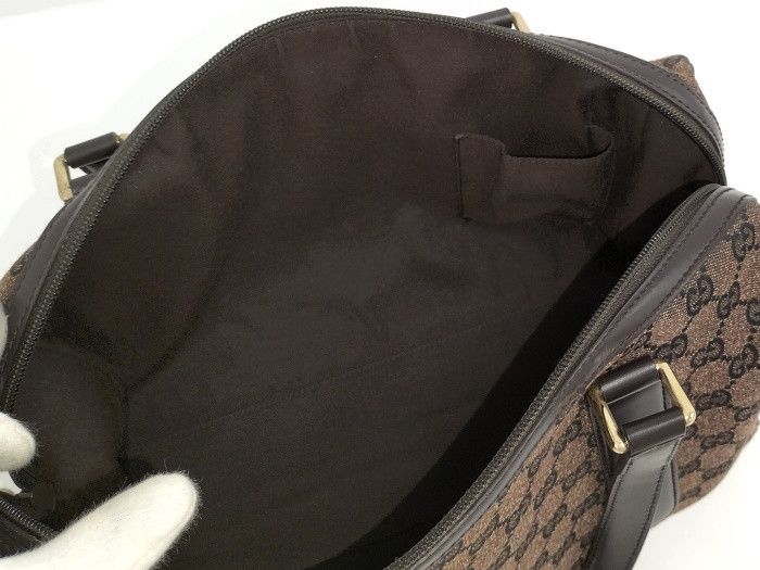 Gucci GG Canvas Boston Handbag Shoulder Bag Canvas Brown