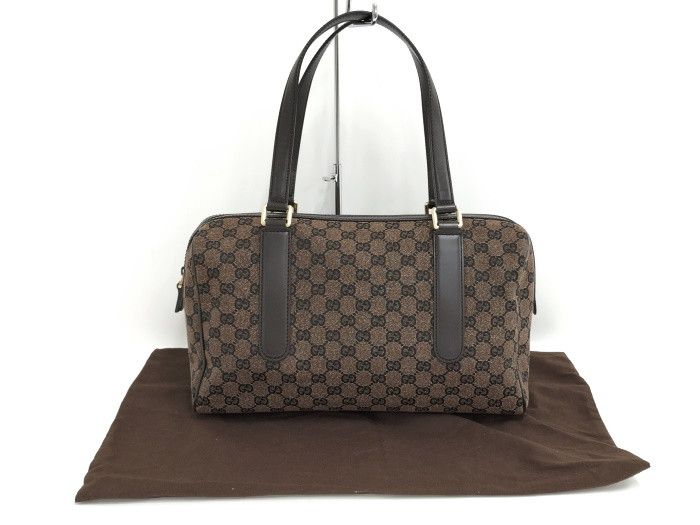 Gucci GG Canvas Boston Handbag Shoulder Bag Canvas Brown