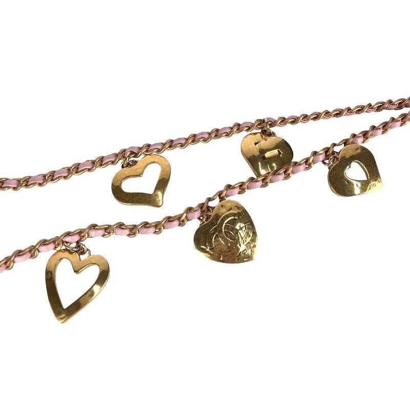Chanel Mini Matelasse Heart Charm Chain Shoulder Bag Lambskin Pink Gold Hardware