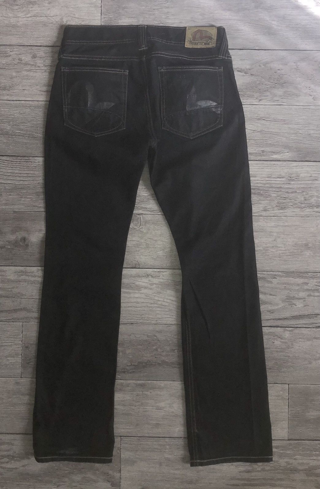 💣 Y2K Evisu x Puma black waxed pant Streetwear