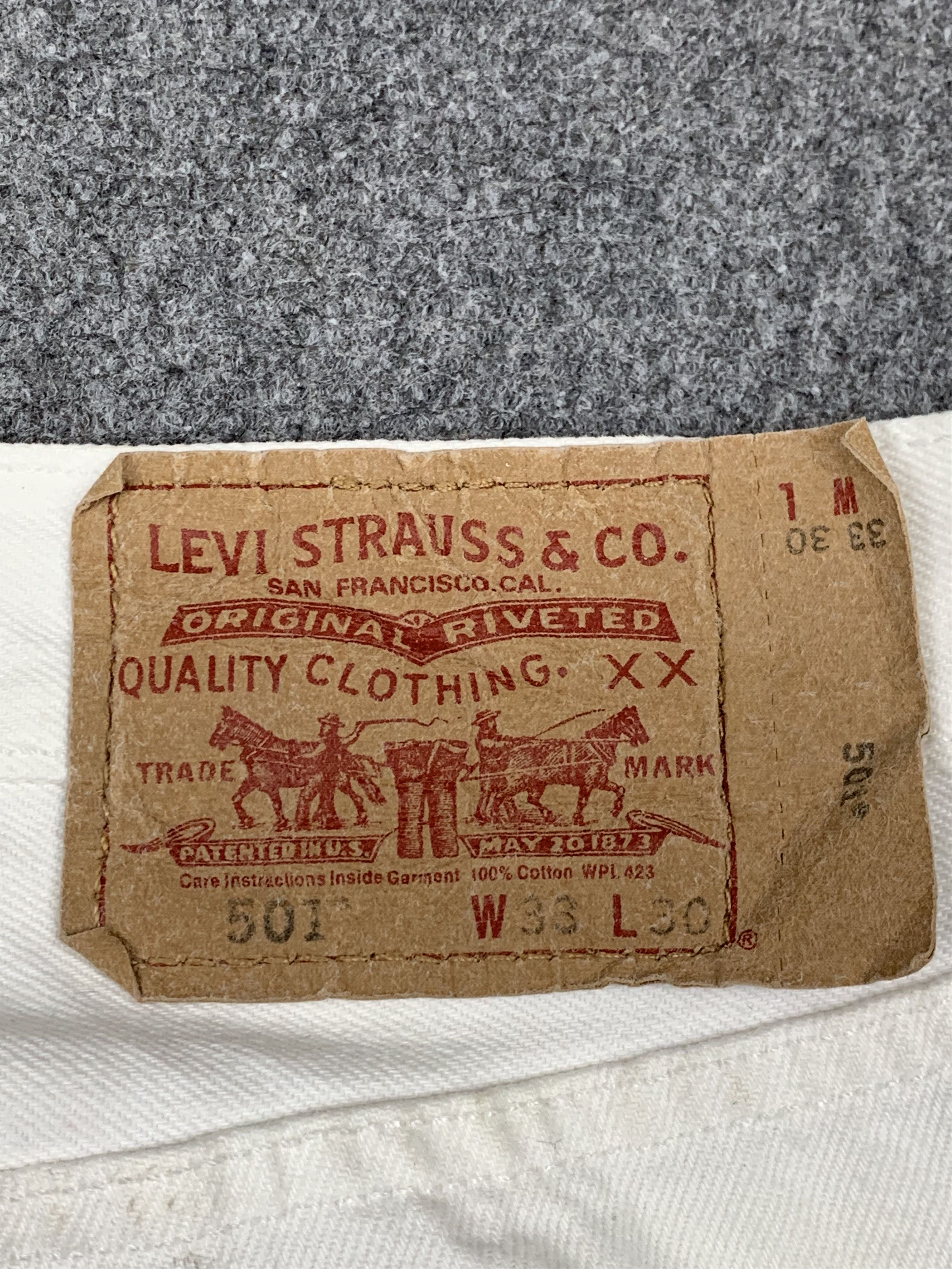 Levi's × Vintage Vintage Levis 501 White Jeans Size US 33 - 5 Thumbnail