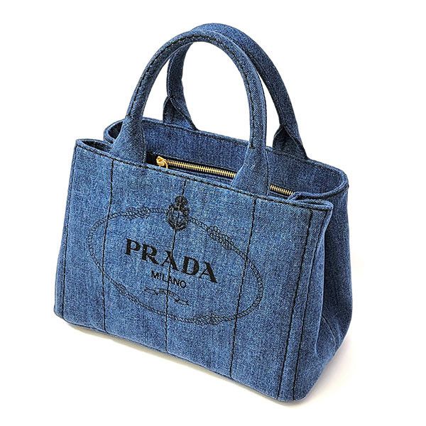 Prada Tote Bag Handbag Way Bag Denim Blue