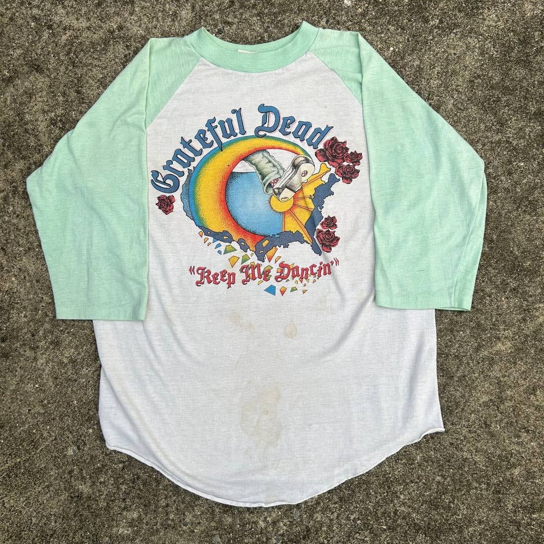 80’s 90's Grateful Dead Raglansleeve Women's Grateful Dead 1988 Tour Baby Raglan Tee – Junk Food