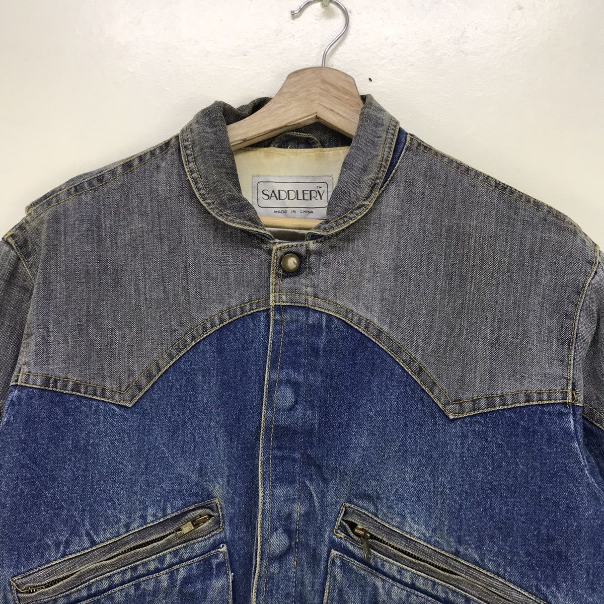Japanese Brand Saddlery Street Fashion Japanese Brand Two Tone Denim Jacket Size US S / EU 44-46 / 1 - 8 Thumbnail