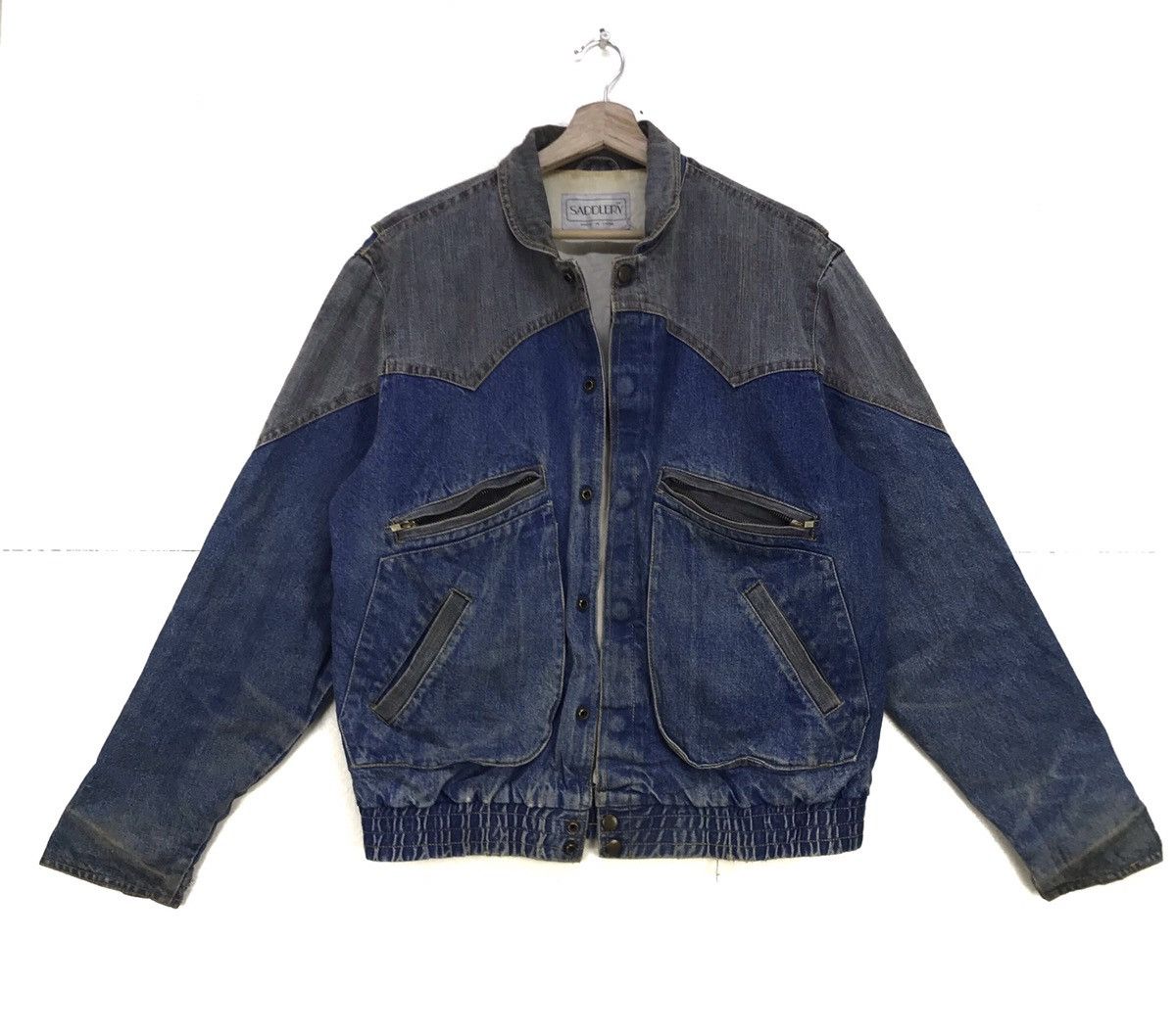 Japanese Brand Saddlery Street Fashion Japanese Brand Two Tone Denim Jacket Size US S / EU 44-46 / 1 - 1 Thumbnail