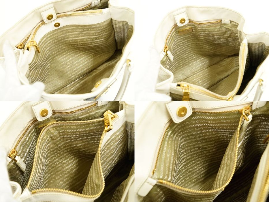 Prada Prada Punching Tote Bag Handbag Saffiano Leather White Black Grailed