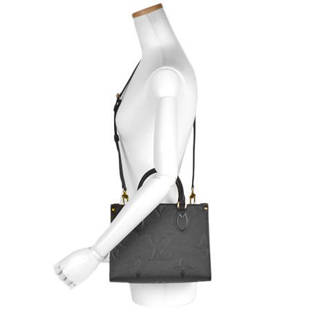 Louis Vuitton On The Go PM Shoulder Bag Monogram Implant Leather Noir Black