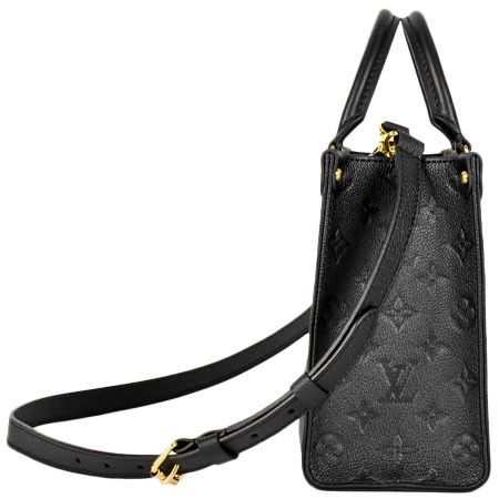 Louis Vuitton On The Go PM Shoulder Bag Monogram Implant Leather Noir Black