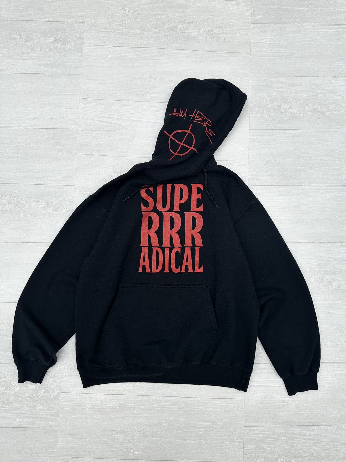 Superrradical Black + Red Aim Here Crosshair Target Hoodie