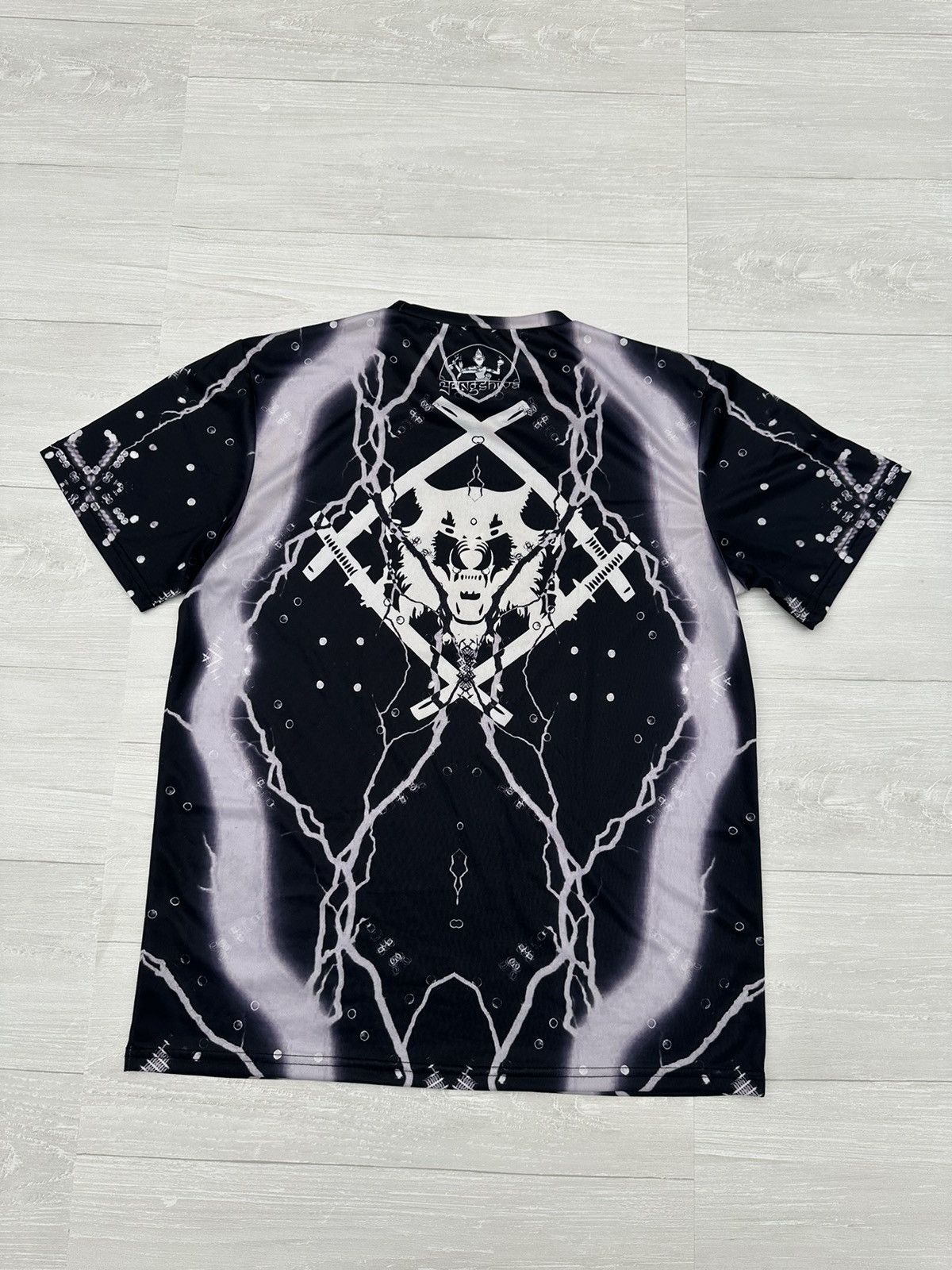 image of Xavier Wulf X Yung Shiva Lightning Thunder Jersey Tee in Black, Men's (Size Medium)