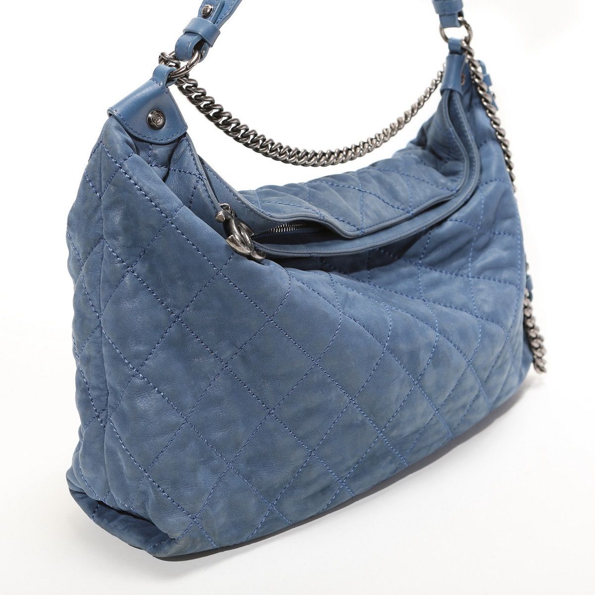 Chanel 2 Way Chain Bag Shoulder Bag Blue Nubuck
