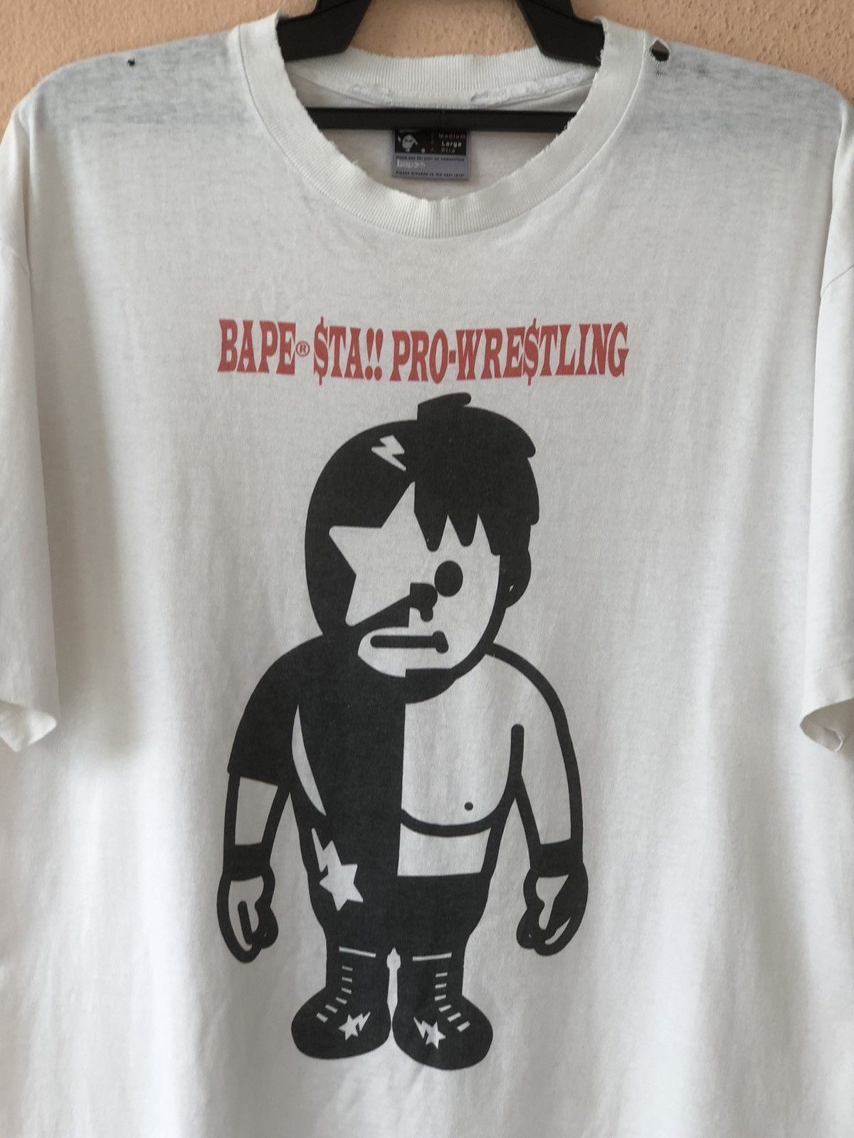 Bape Vintage BAPE STA Pro Wrestling Distressed Tee Size US L / EU 52-54 / 3 - 2 Thumbnail