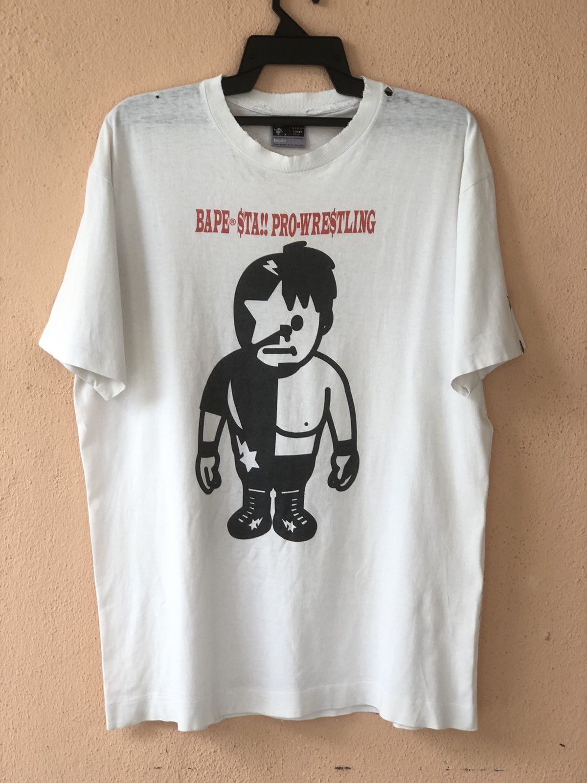 Bape Vintage BAPE STA Pro Wrestling Distressed Tee Size US L / EU 52-54 / 3 - 1 Thumbnail