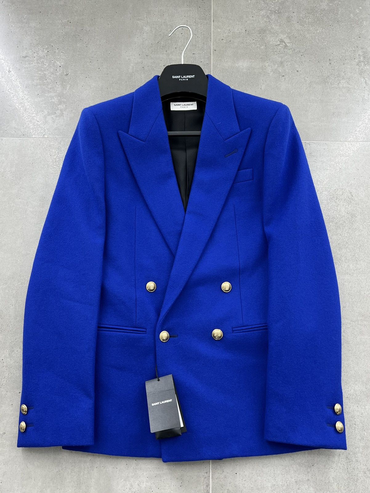 FW21 Royal Blue Double Breasted Flannel Jacket sz46