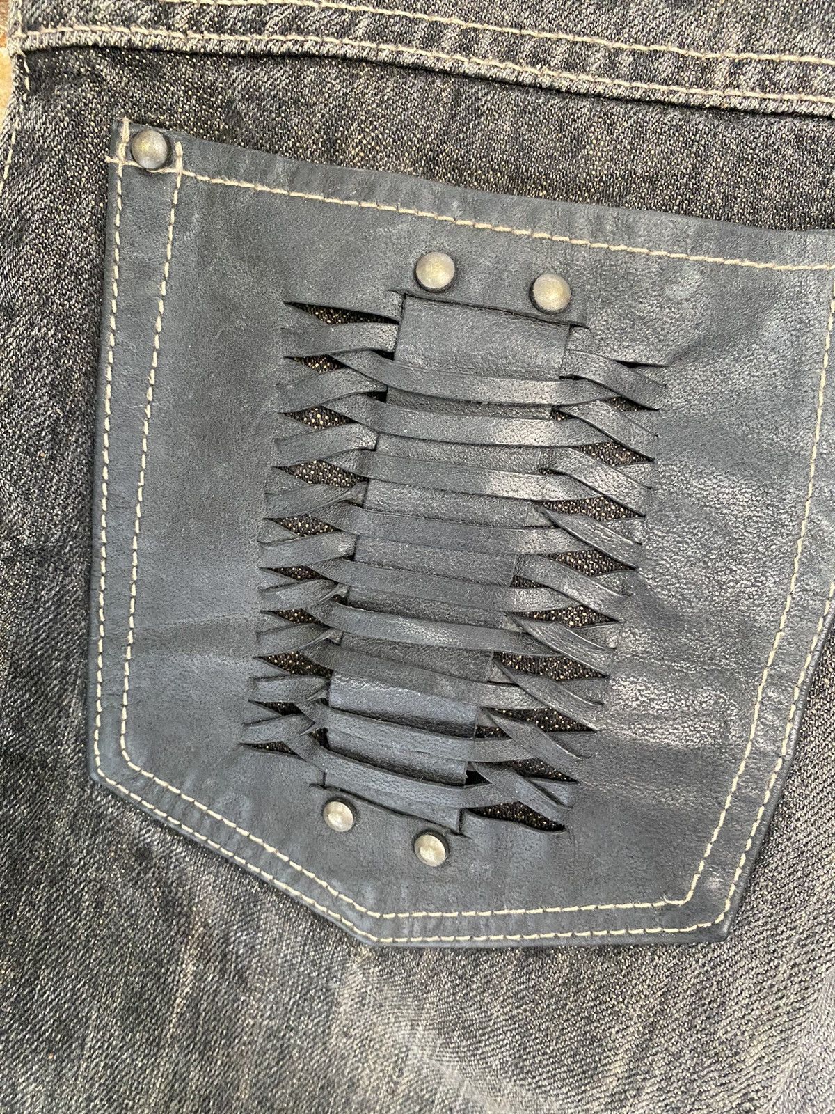 L7 Real Hip Leather trim Pocket Lace pocket hagi pants Size US 31 - 13 Thumbnail