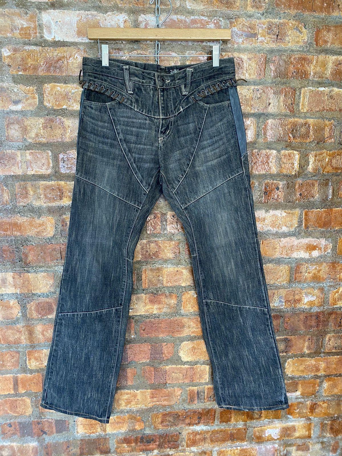 L7 Real Hip Leather trim Pocket Lace pocket hagi pants Size US 31 - 2 Thumbnail