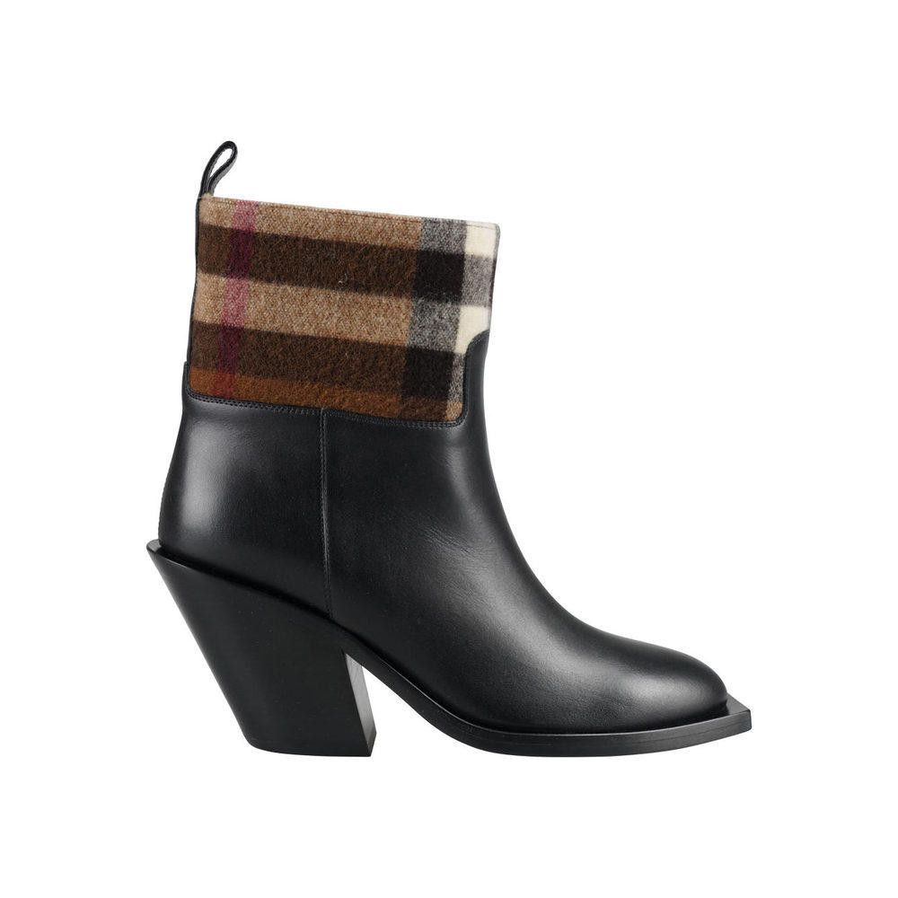 BURBERRY LONDON ENGLAND CHECK LEATHER BOOTS SIZE 37