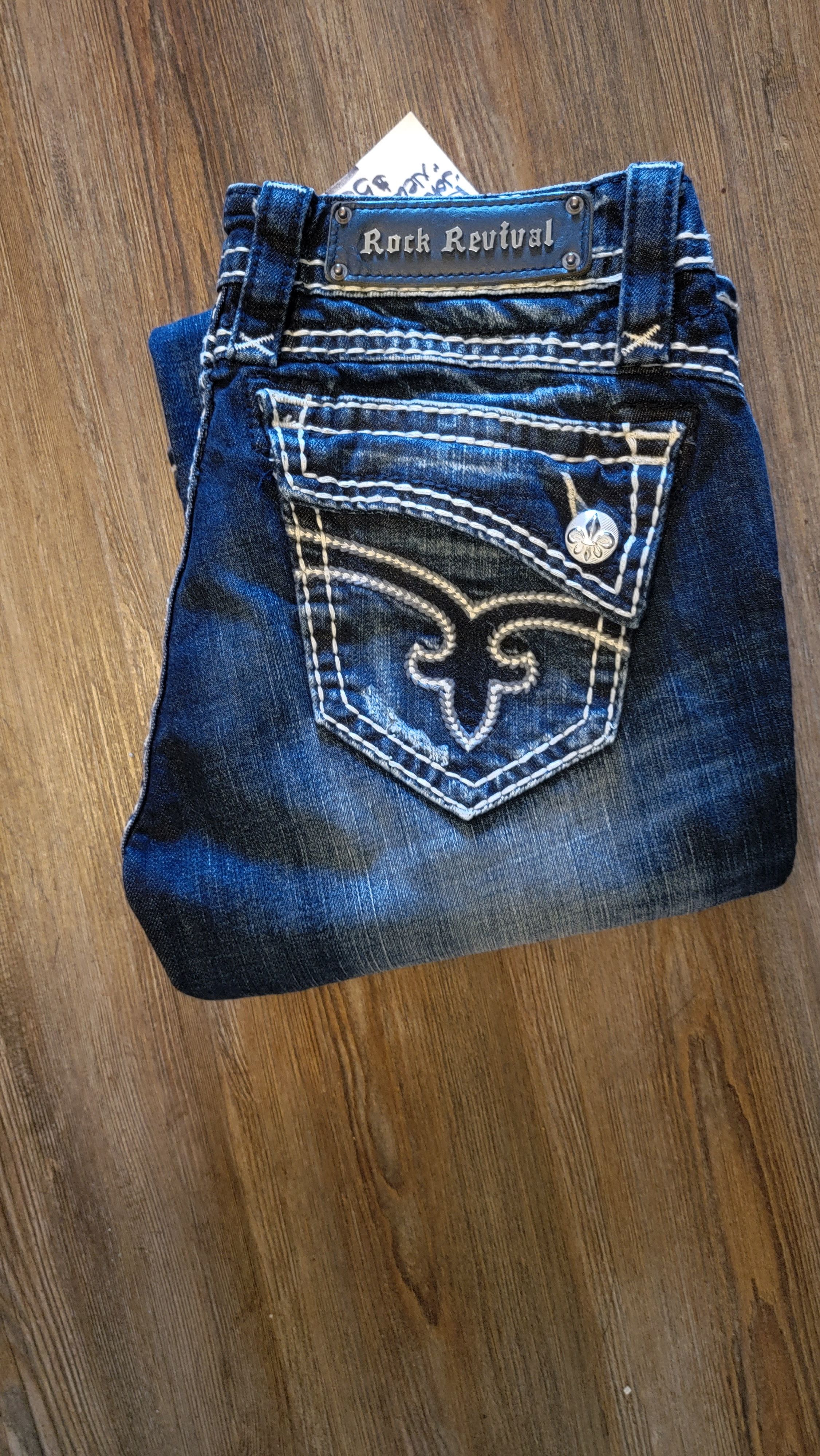Jean Bootcut Stretch Rock Revival Pour Femme - Bleu Foncé, Taille 34, Neuf Sans étiquette