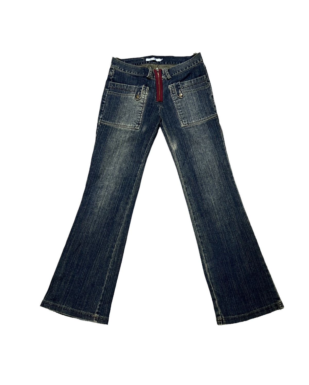 Tornado Mart Japanese cantwo flare jeans rare zipper denim low rise Size US 28 / EU 44 - 2 Thumbnail