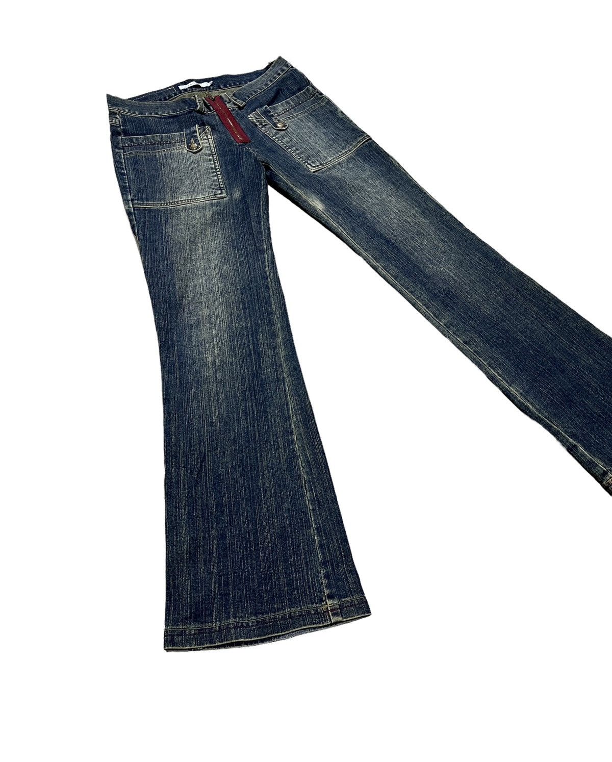Tornado Mart Japanese cantwo flare jeans rare zipper denim low rise Size US 28 / EU 44 - 1 Thumbnail