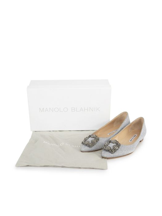 Manolo Blahnik Silver Glitter Hangisi Flats Grailed