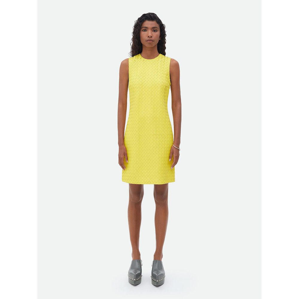 BOTTEGA VENETA PELLE YELLOW DRESS SIZE 42