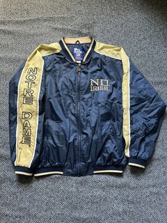 University of Notre Dame 90's Blue Bomber Satin Jacket