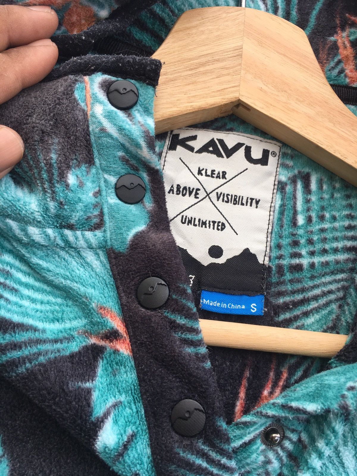 KAVU Rare KAVU Green Floral Fleece Jacket Size US M / EU 48-50 / 2 - 11 Thumbnail
