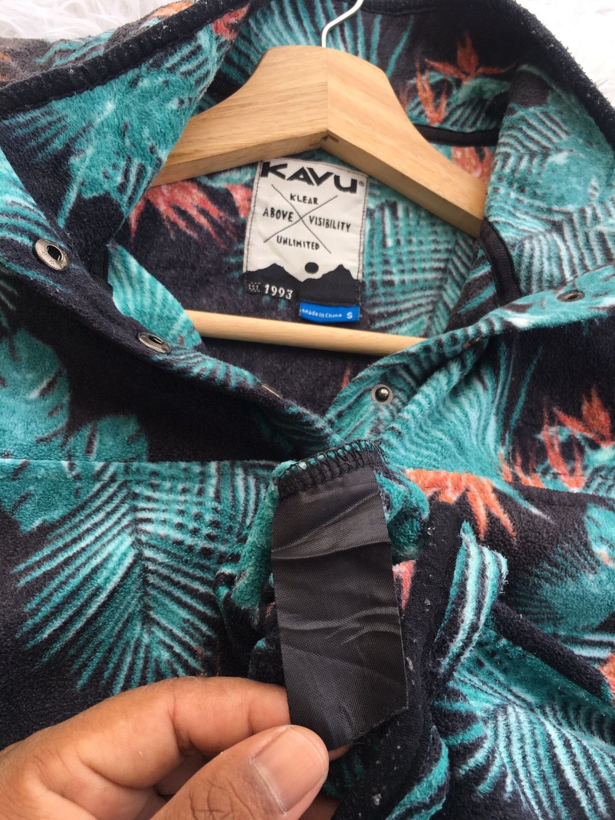 KAVU Rare KAVU Green Floral Fleece Jacket Size US M / EU 48-50 / 2 - 9 Thumbnail