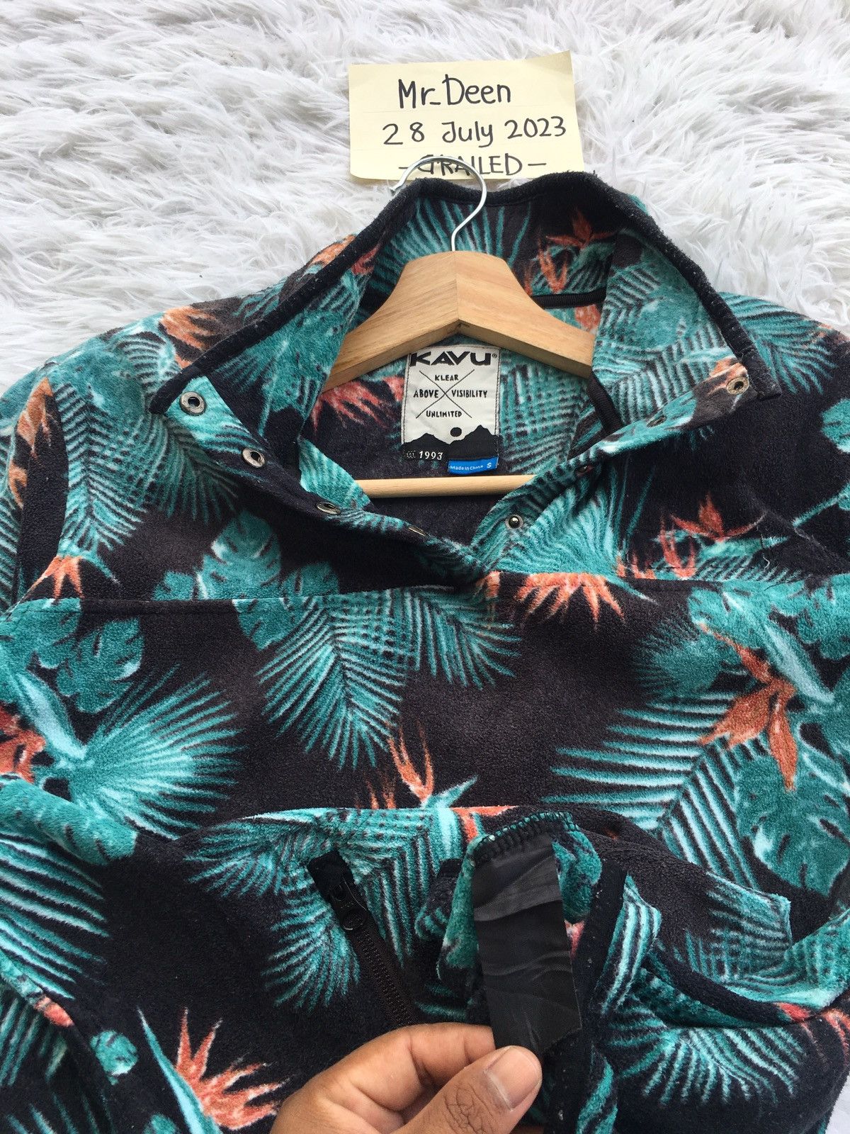 KAVU Rare KAVU Green Floral Fleece Jacket Size US M / EU 48-50 / 2 - 8 Thumbnail
